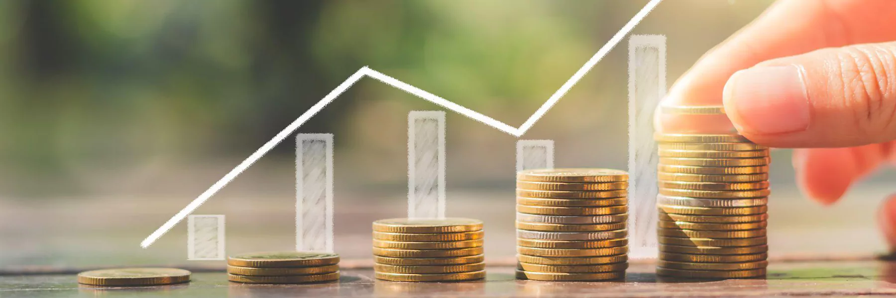 a representation of savings (such as money, coins, dollar signs on a notepad, etc.)