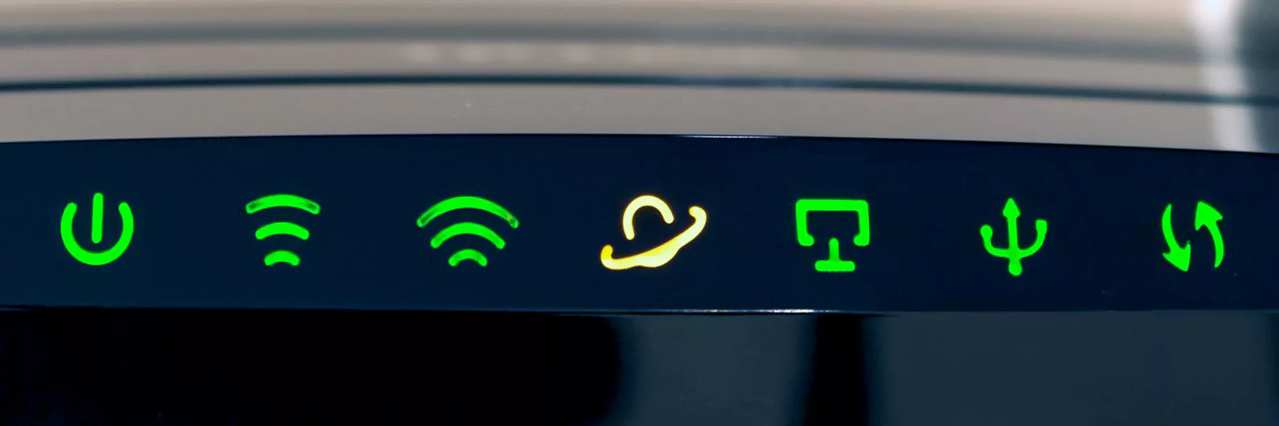 a router with glowing lights